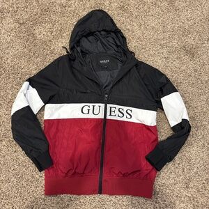 Men’s Guess Colorblock Logo Windbreaker~Size Large